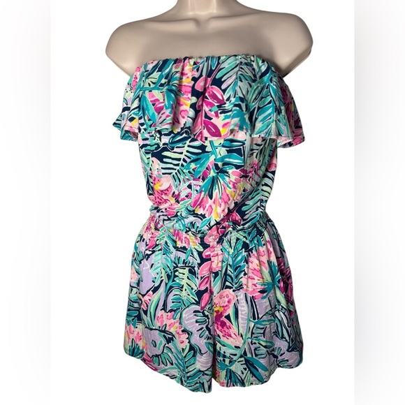 LILLY PULITZER Anja Romper In Mandevilla Pink Extra Lucky XS - Picture 3 of 13